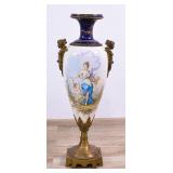 Sevres Style Painted Porcelain and Gilt Metal Urn