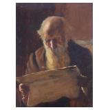 John R. Houston Oil on Canvas Old Man Reading a...