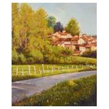 Renato Aime Oil on Canvas Village Landscape