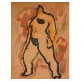 Earl Kerkam Ink and Wash on Paper Standing...