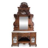 Monumental Victorian Marble Top Buffet with...