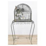 Victorian Style Wrought Iron Birdcage on Stand