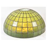 Large Leaded Green Slag Glass Dome Lamp Shade