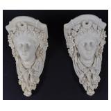 Pair of Neoclassical Style Female Mask Wall...
