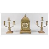 Raingo Freres Patinated Bronze Clock Garniture Set
