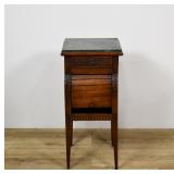 Louis XVI Style Oak Nightstand with Green...