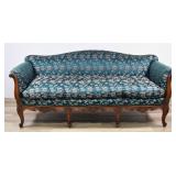 Louis XV Revival Style Carved Wood Three Seat Sofa