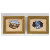 A Pair of Hand Painted Porcelain Plaques Signed...