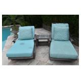 Pair of Giati Teak Chaise Loungers W/ Barlow Tyrie