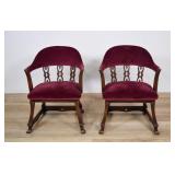Pair of Gothic Revival Style Hardwood Barrel...