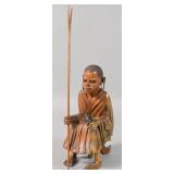 Carved Wood Seated East African Figure with...
