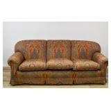 Three-Cushion Tapestry Upholstered Sofa with...