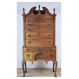 Queen Anne Cherry Bonnet Top Highboy