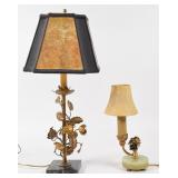 Set of 2 Gilt Metal Floral Table Lamps with...