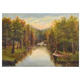 Signed Mrs Black Oil on Canvas Forest Landscape