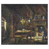 Lucien Marie Le Gardien Oil on Canvas Interior...