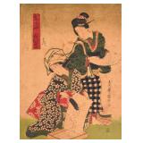 Utagawa Kunisato Woodblock Print Women Engaged...