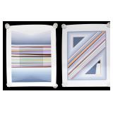 Pair of Sonny Zoback Signed Geometric Abstract...