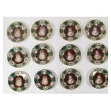 12 Hand Painted Porcelain Portrait Plates...