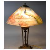 Pairpoint Reverse Painted Glass Lamp, H. Fisher