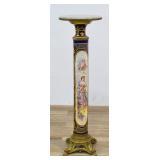 Gilt Bronze Porcelain Pedestal, Onyx Top