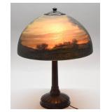 Handel Reverse Painted Landscape Lamp