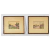 Mildred Leder Pair of Watercolor Landscapes