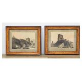 Pair Matthew Dubourg Aquatint Engravings