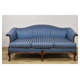 Chippendale Style Three Seat Sofa w/ Striped