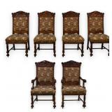 Set of 6 Renaissance Carved Oak Dining Chairs