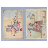 Mizuno Toshikata Pair of Woodblock Prints
