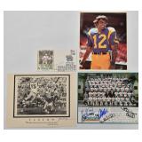 4 Signed Football Photos & Ephemera Incl.