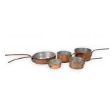 6 Vintage Copper Commercial Grade Pots & Pans
