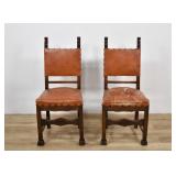 Pair Renaissance Hardwood & Leather Side