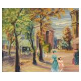 F. Laude Oil on Board Parisian Street Scene