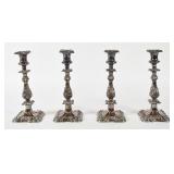 4 Baroque Revival Silver-Plated Candlesticks