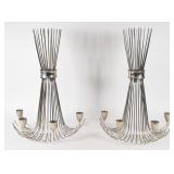 Pair MCM Style Silver-Plated Wall Mounted