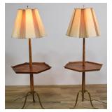 Pair Mid-Century Walnut & Brass Dumbwaiter