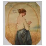 Manuel Robbe Watercolor Girl Holding Flower
