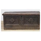 17th Century Carved Oak Blanket Chest