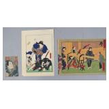 3 Japanese Woodblock Prints Incl Utagawa