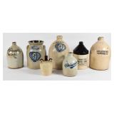 7 American Salt-Glazed & Stenciled Stoneware