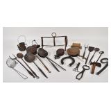 Antique Primitive Iron Copper & Wood Hearth