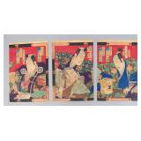 Toyohara Kunichika Trio of Kabuki Woodblocks