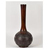 Meiji Period Japanese Bronze Relief Vase