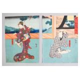 Utagawa Hiroshige Pair Japanese Woodblock