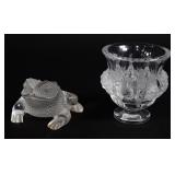Lalique Frosted Crystal Elisabeth Bird Vase