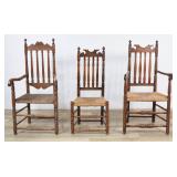 3 William & Mary Banister Back Chairs