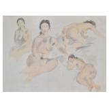 Raphael Soyer Watercolor & Graphite Four