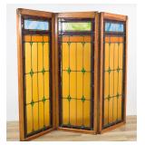 Arts & Crafts Stained Slag Glass Folding